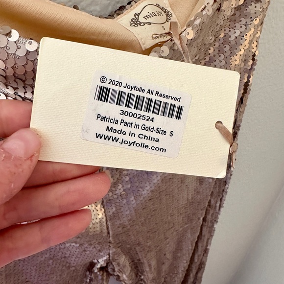 Mia Joy Joyfolie Gold Sequin NWT pants flare sz S eras tour party leggings $78 - Picture 2 of 4